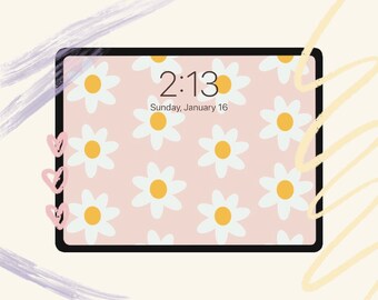 Daisy Pattern Wallpaper / Estetica Semplice iPad Wallpapers / Digital Download Art