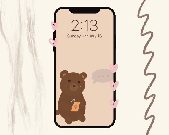 Lindo oso mensaje de texto fondo de pantalla / estética simple - Etsy México