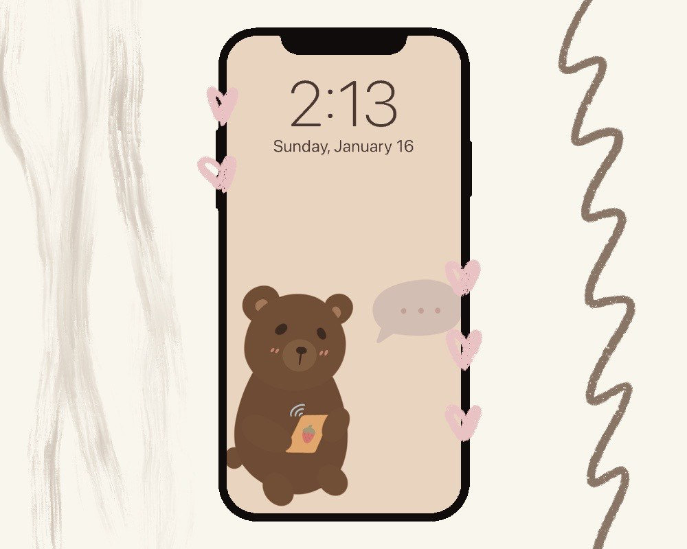 Cute Bear Texting Wallpaper Aesthetic Simple Iphone XR - Etsy Cute Bear Texting Wallpaper Aesthetic Simple Iphone XR - Etsy