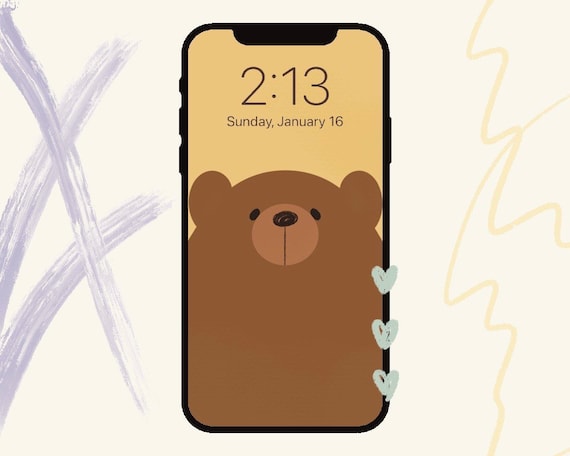 Cute Bear With Yellow Background Aesthetic Simple Iphone Xr Etsy India