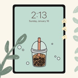 Peachy Cat Boba Tea Mobile  Desktop Wallpaper  Kawaii Hoshi