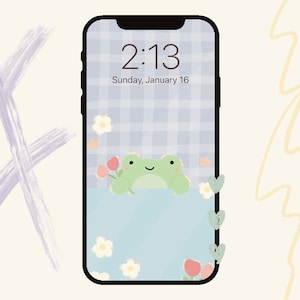 Purple Frog Wallpaper | Cute Frog | Aesthetic Simple iPhone XR Wallpapers | Digital Download Art