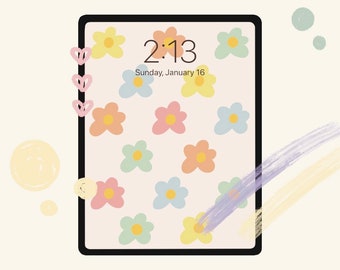 Cute Golf Flower Pattern Wallpaper / Estetica Semplice iPad Wallpapers / Digital Download Art