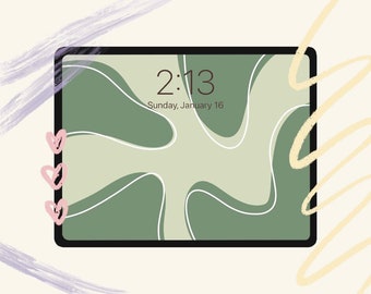 Green Abstract Shapes Wallpaper / Estetica Semplice iPad Wallpapers / Digital Download Art