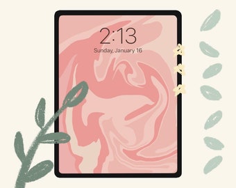 Carta da parati in marmo rosa / Sfondi estetici semplici per iPad / Arte da download digitale