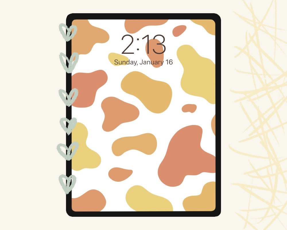 Aesthetic Yellow Cow Print Wallpaper Aesthetic Simple iPad 