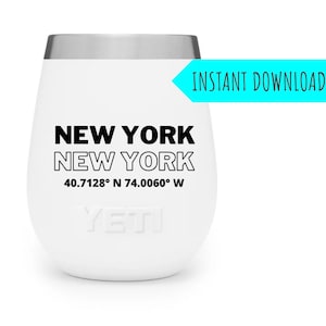 New York City Coordinates Instant Printable Download svg png pdf dxf jpg Graphic for Digital Print travel map adventure explore diy decor