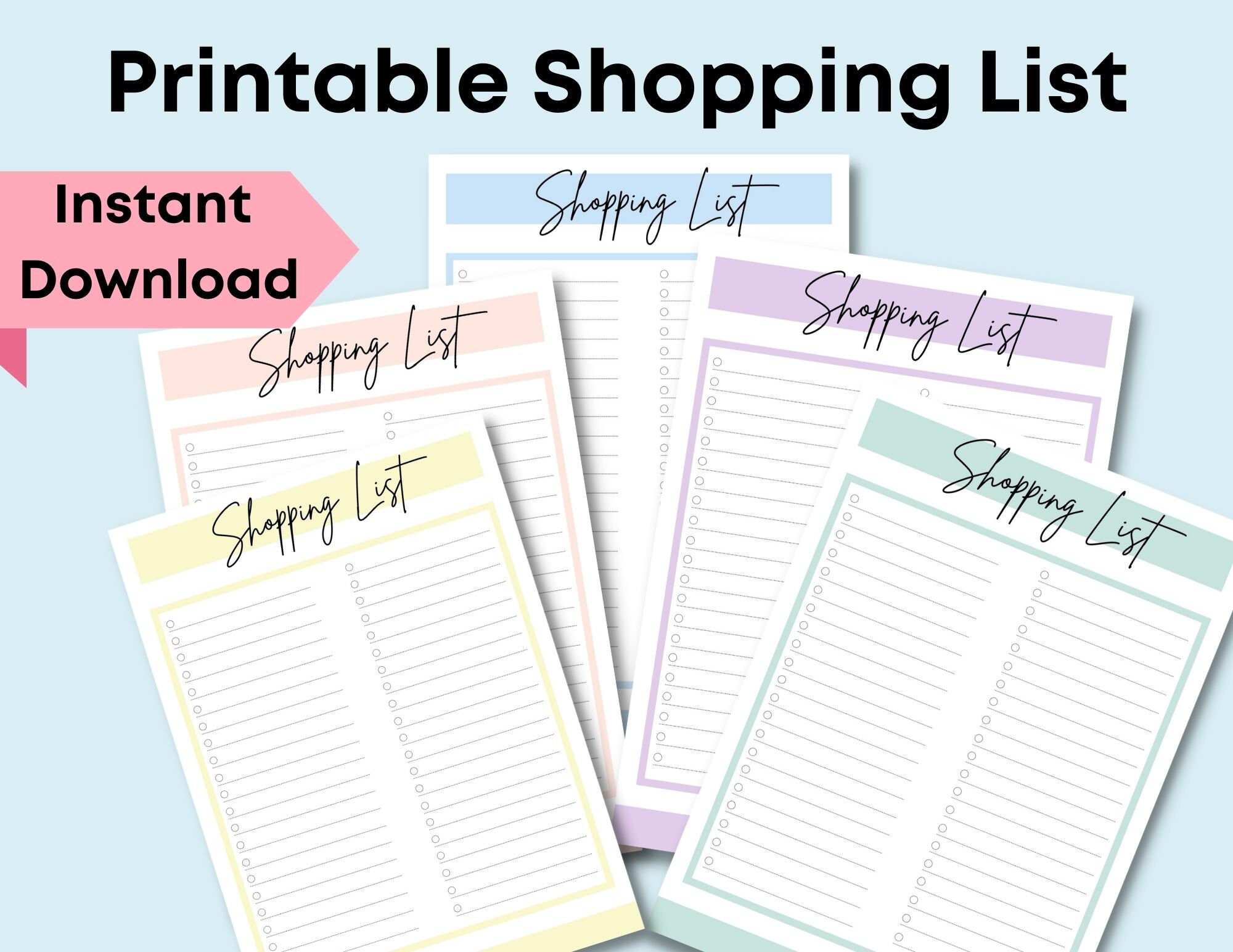 Printable Shopping List 8.5x11 Instant Download PDF simple | Etsy