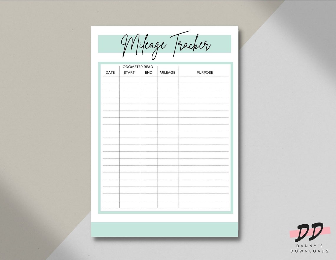 Printable Mileage Tracker 8.5x11 Instant Download PDF Mile | Etsy