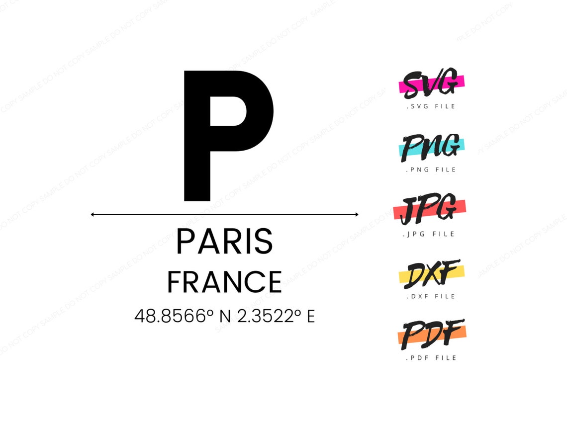 Paris France City Coordinates Instant Printable Download Svg Png Pdf ...