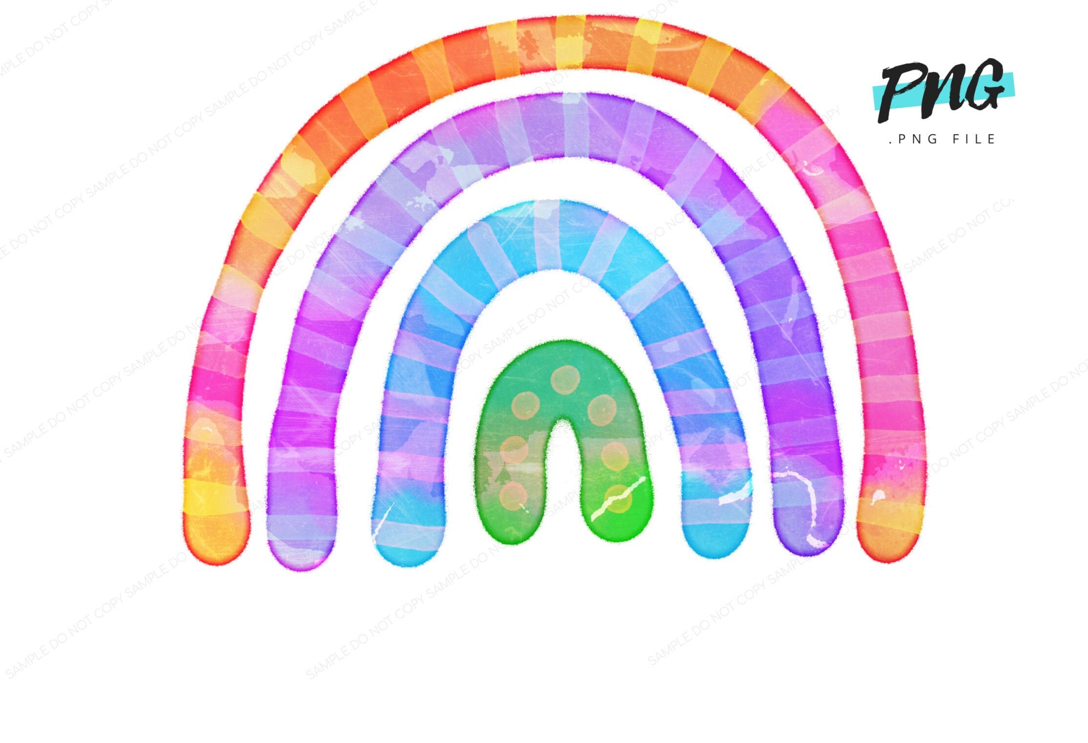 Candy Rainbow Watercolor Clipart PNG Premium Painted Instant | Etsy
