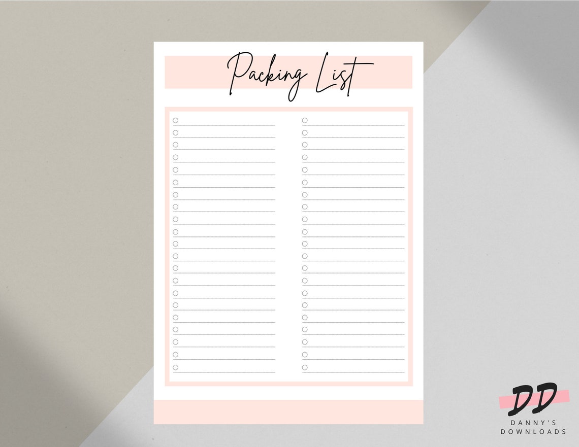 Printable Packing List 8.5x11 | Instant Download PDF Simple Travel Trip ...