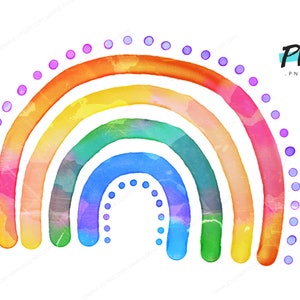 Cute Rainbow Watercolor Clipart PNG | Premium painted instant graphic download for print | Cute pretty watercolour weather illustration
