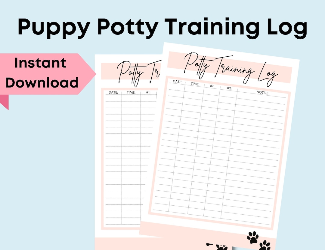 Puppy Potty Training Log Tracker 8.5x11 Instant Printable Download PDF