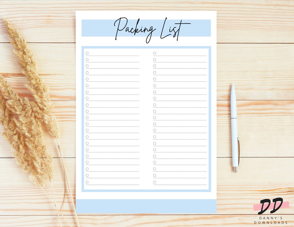 Printable Packing List 8.5x11 | Instant Download PDF Simple Travel Trip ...