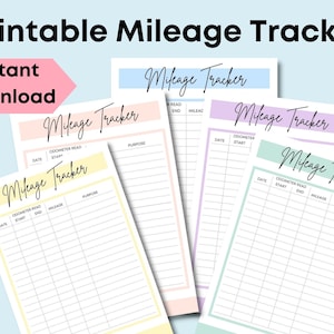 Printable Mileage Tracker 8.5x11 | Instant Download PDF Mile Log, Car ...