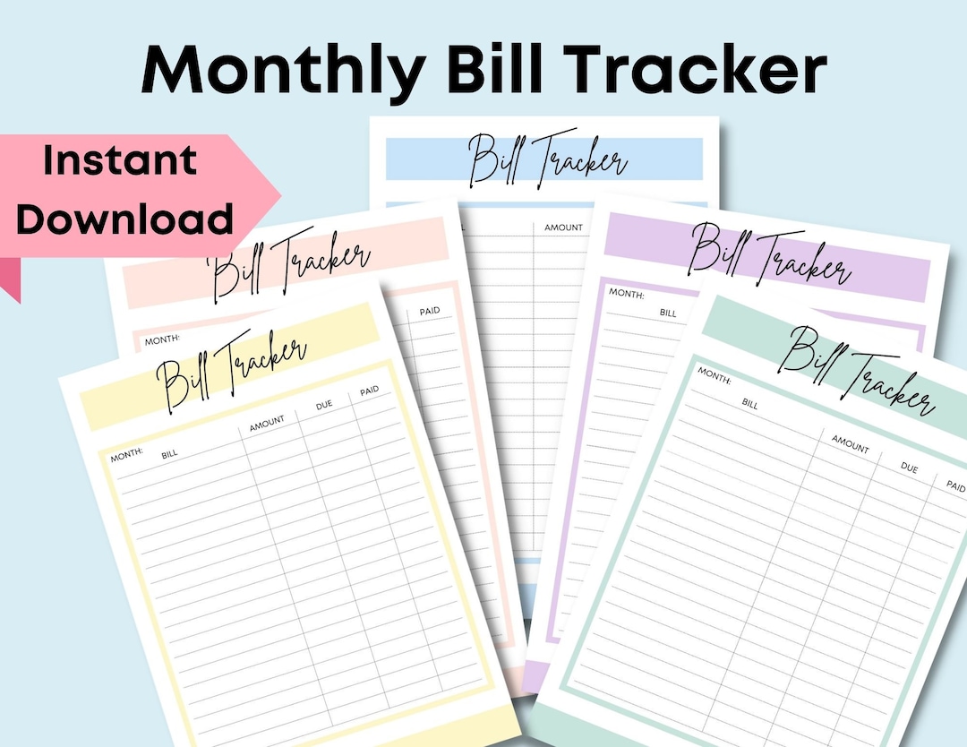 Printable Monthly Bill Tracker 8.5x11 | Instant Download PDF Monthly ...