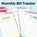Printable Monthly Bill Tracker 8.5x11 Instant Download PDF | Etsy