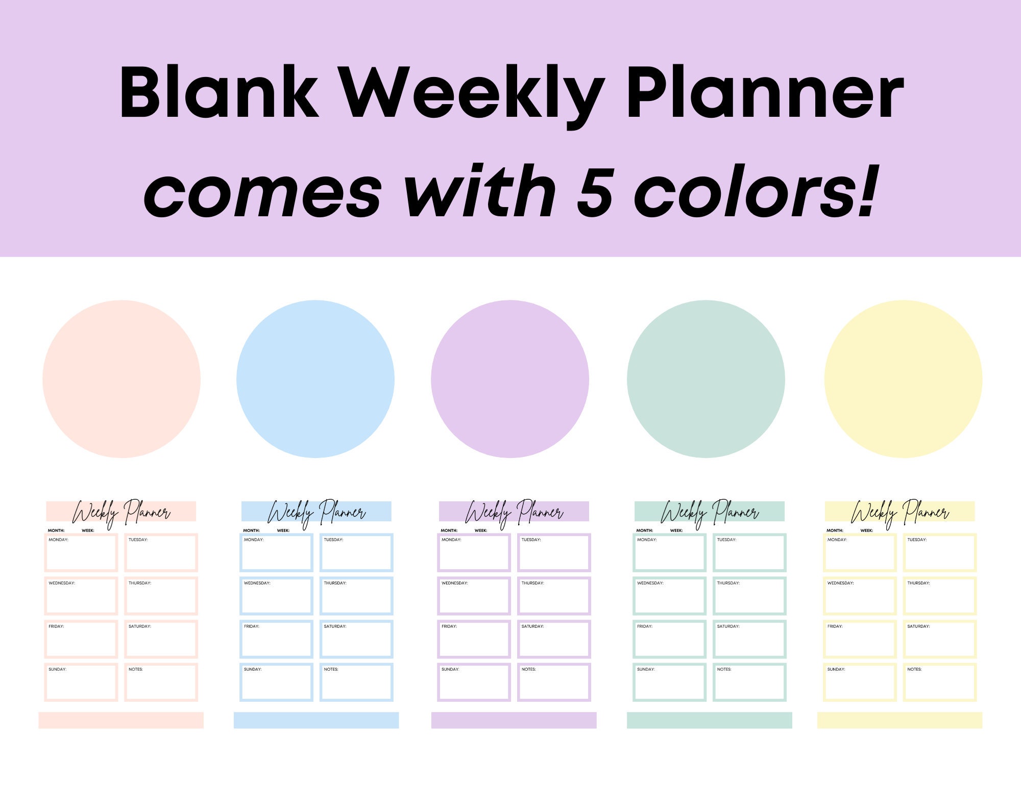 Printable Weekly Planner 8.5x11 | Instant Download PDF Simple Blank to