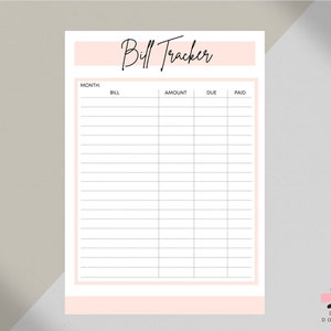 Printable Monthly Bill Tracker 8.5x11 | Instant Download PDF Monthly ...