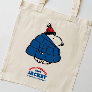 Don't Forget Your Jacket Tote Bag - canvas bag, reusable, puffer jacket, puffy jacket, asian american, asian