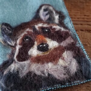 Adorable hand felted Raccoon book cover