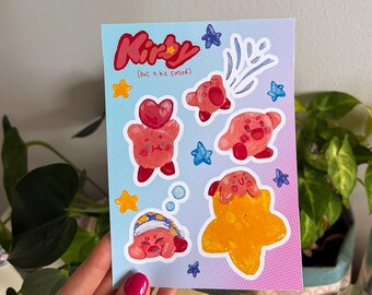 Hoja de pegatinas de Kirby, álbum de recortes de estrellas pastel