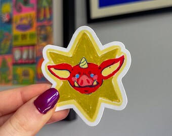 Pegatina impermeable de cera mate Bokoblin en pastel