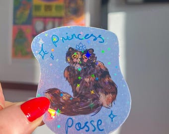 Pegatina holográfica con purpurina impermeable Donut Princess Posse