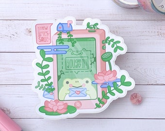 1 nieuwe Froggy uitgestanste sticker met bericht