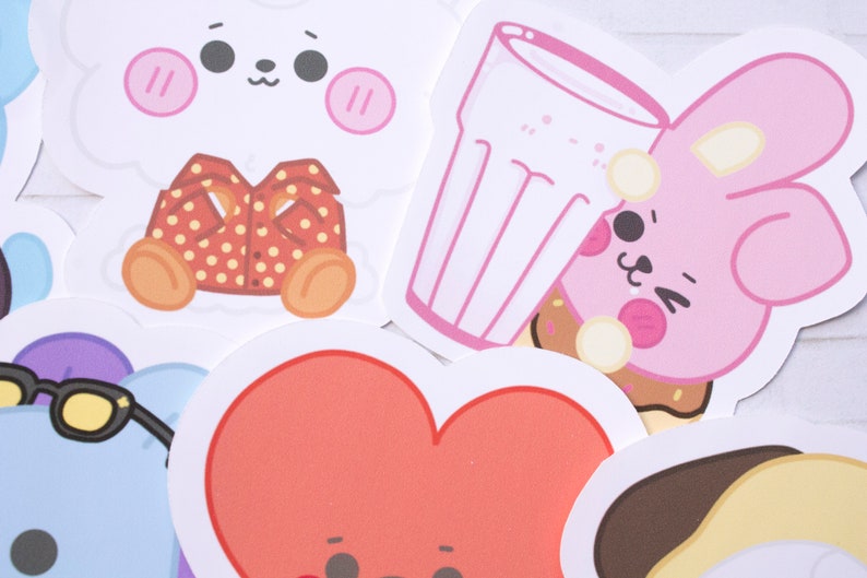 bt21 dynamite inspired die cut stickers bts cute etsy