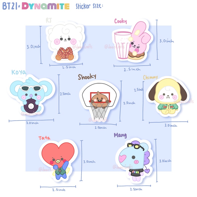 bt21 dynamite inspired die cut stickers bts cute etsy