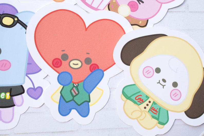 bt21 dynamite inspired die cut stickers bts cute etsy