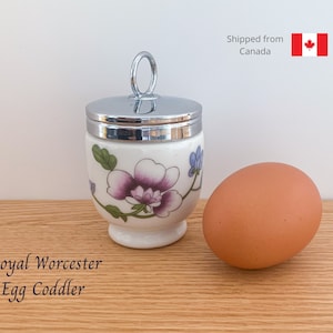Vintage Royal Worcester Egg Coddler: Astley Purple Floral Porcelain