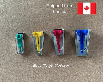 4 bias tape makers, different size sewing tools to make easy DIY bias binding for sewing or quilting, fast shipping from Canada