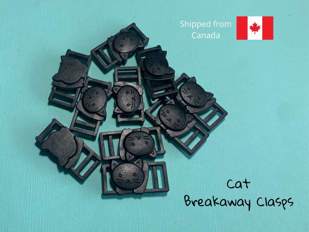 Cat Breakaway Clasps 4 or 10 Pcs, Black Plastic Safety Buckles, Cat