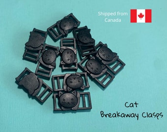 Black Plastic Cat Breakaway Clasps: Safety Collar Buckles