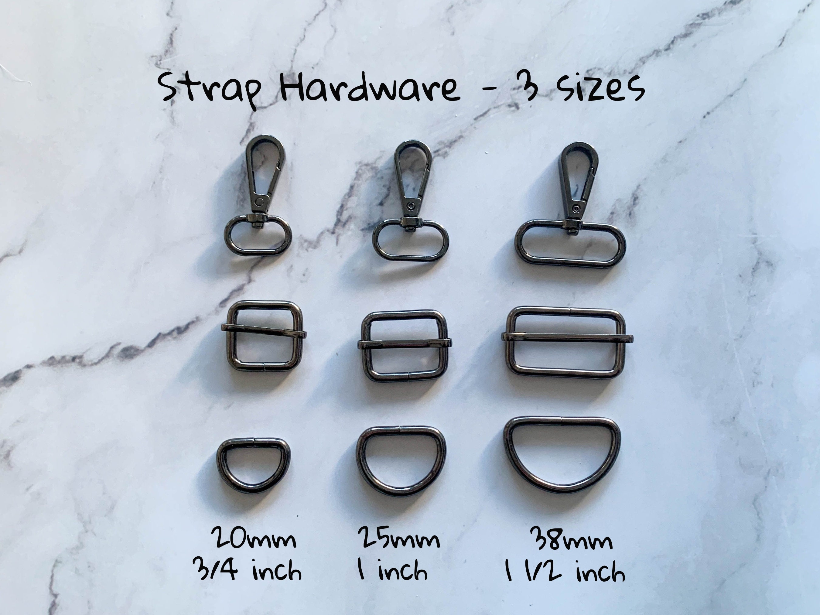Purse Strap Hardware, 4 Colours, 3 Sizes, 3 Piece Set With Swivel Snap  Clasp, D-ring and Adjustment Slider, Shipped From Canada 