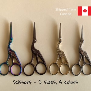 Crane scissors 2 sizes, 4 colors, bird-shaped metal small scissors for crafts, beautiful knitting and sewing scissors, shipped from Canada