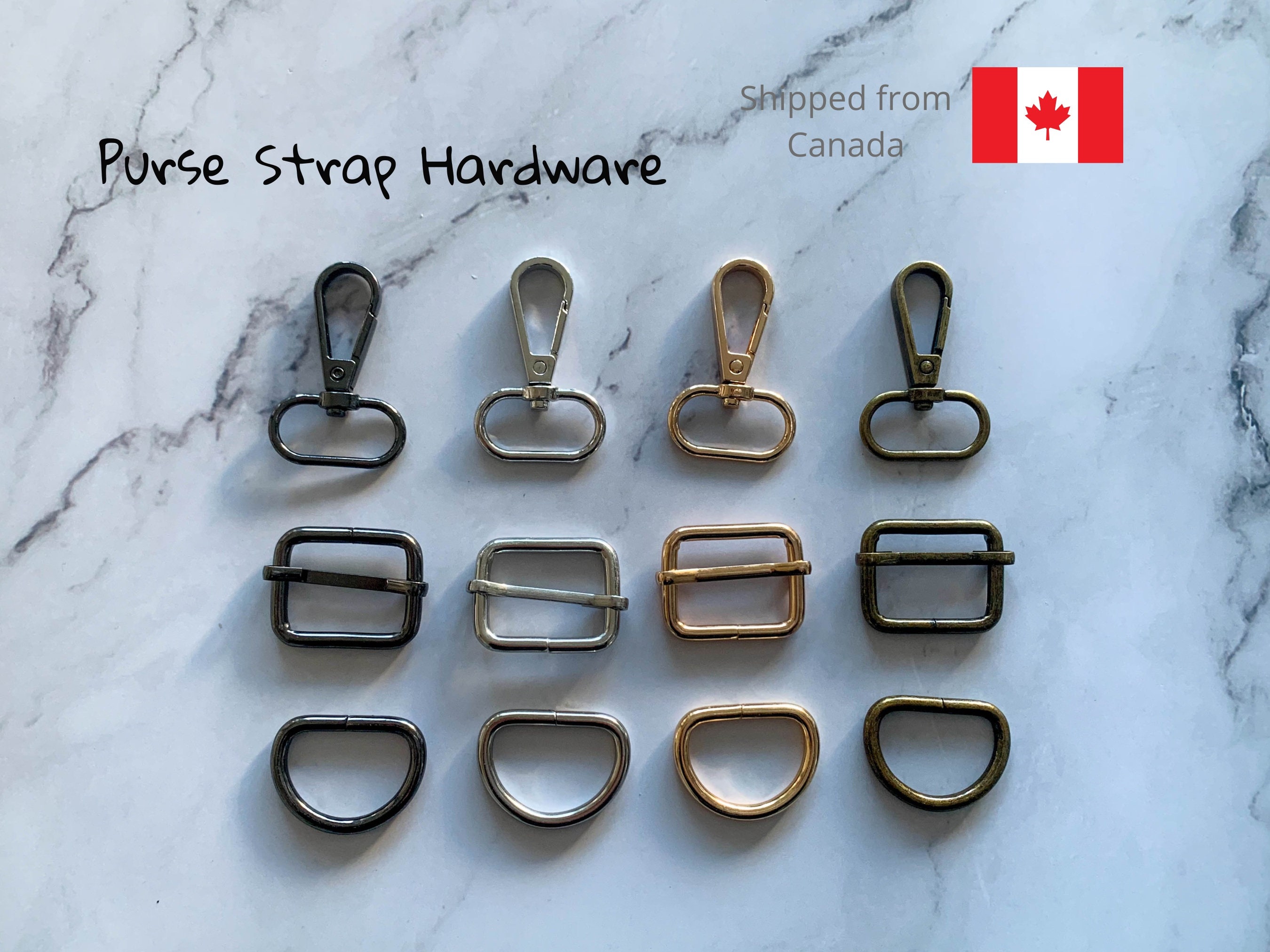 Purse Strap Hardware, 4 Colours, 3 Sizes, 3 Piece Set With Swivel Snap  Clasp, D-ring and Adjustment Slider, Shipped From Canada 