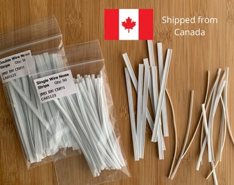 Wire nose strips for masks, 10cm single or double nose wires in flexible plastic, DIY mask supplies, shipped from Canada