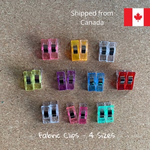 Quilting clips 20/40 pcs, multi color fabric clips for sewing and craft projects, mini, jumbo, wide and regular sizes, shipped from Canada