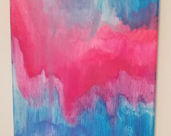 Painting, Abstract, Blue, Pink, Home Office Decor, Original