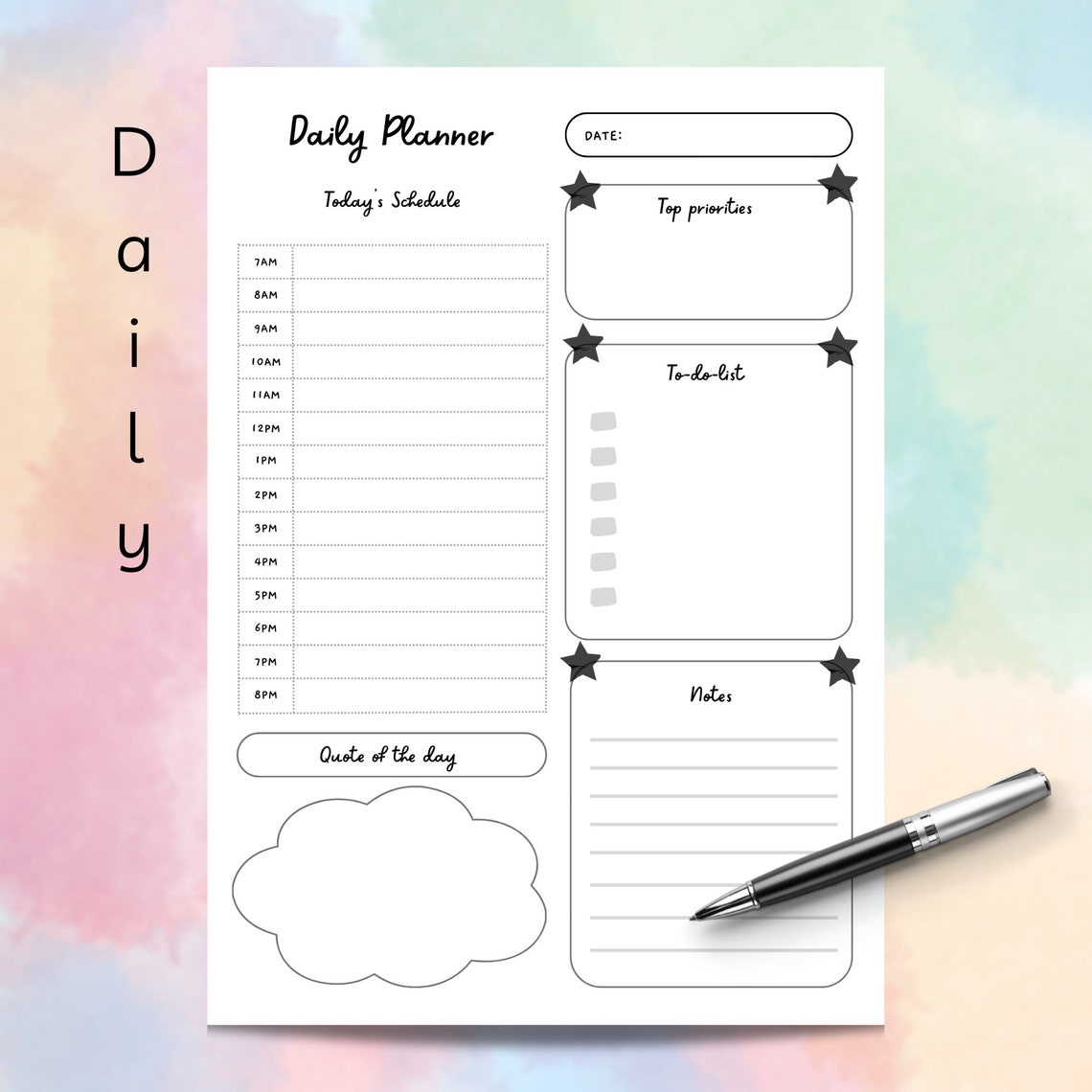 Printable Daily and Weekly Planner Templates Etsy