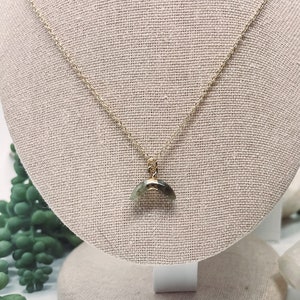 Labradorite Moon Pendant | Horn / crescent moon natural stone dainty necklace