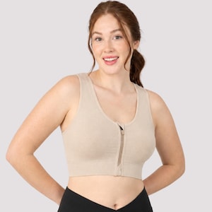 Coobie Front Zip Sports Bra, Seamless Wireless Support, Easy-On Mastectomy & Recovery Style
