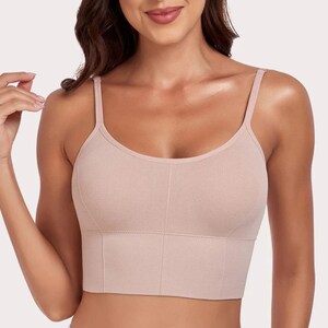 Seamless Low Back Cami Bra: Wireless Yoga T-Shirt Bra