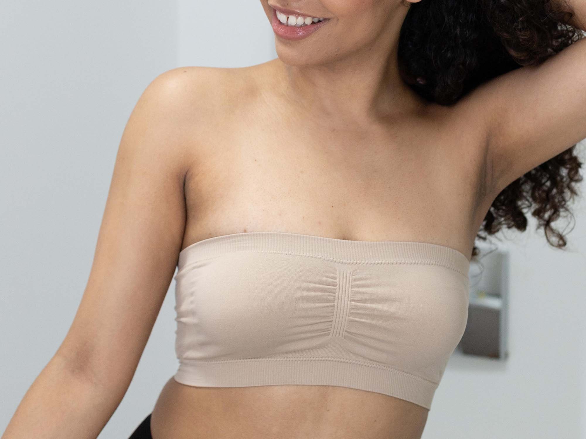 SEAMLESS REMOVABLE PADS BANDEAU STRAPLESS PADDED TUBE BRA TOP REG