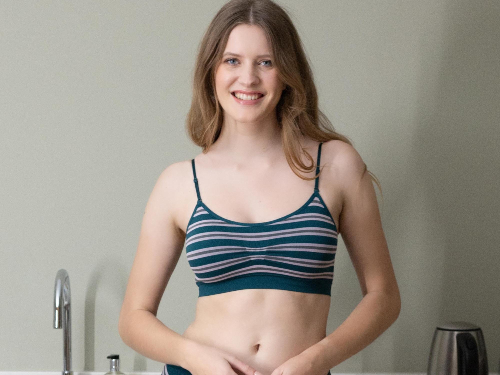Seamless Striped Scoopneck Bra for Women: Comfortable Cami, Everyday Wear, Everyday Fit, Women's Underwear