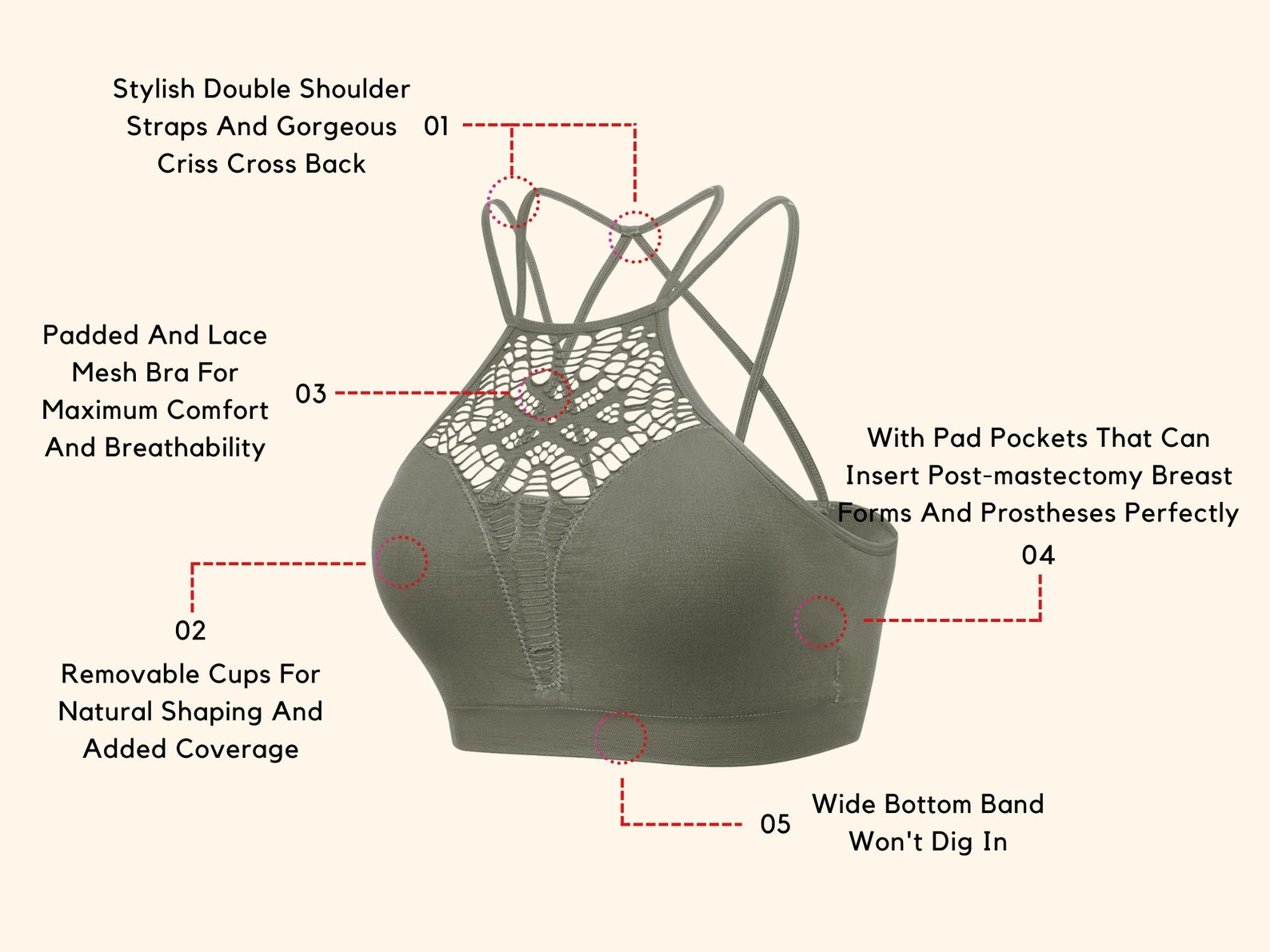 Halter Neck Bra, Criss Cross Bra, Seamless Plunge Bra, Comfort Bra, T